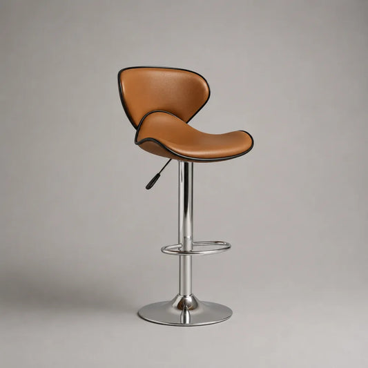 Sgabello da bar girevole regolabile 45 cm 50 cm 85-105 cm seduta in PU marrone struttura in acciaio cromato con poggiapiedi circolare