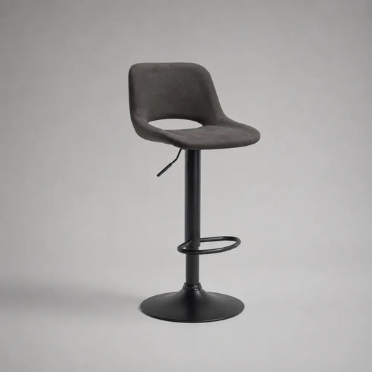 Sgabello da bar girevole regolabile 45 cm 42 cm 85-105 cm seduta in tessuto grigio struttura in acciaio verniciato nero con poggiapiedi circolare